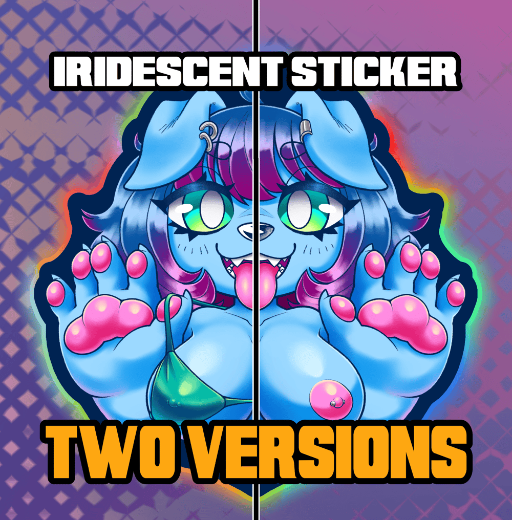 Shiny Blue Doggie - Iridescent Sticker