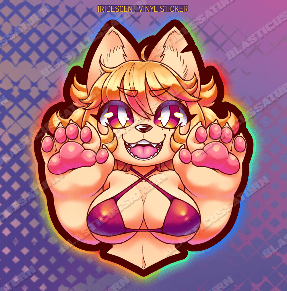 Shiny Yellow Cat - Iridescent Sticker