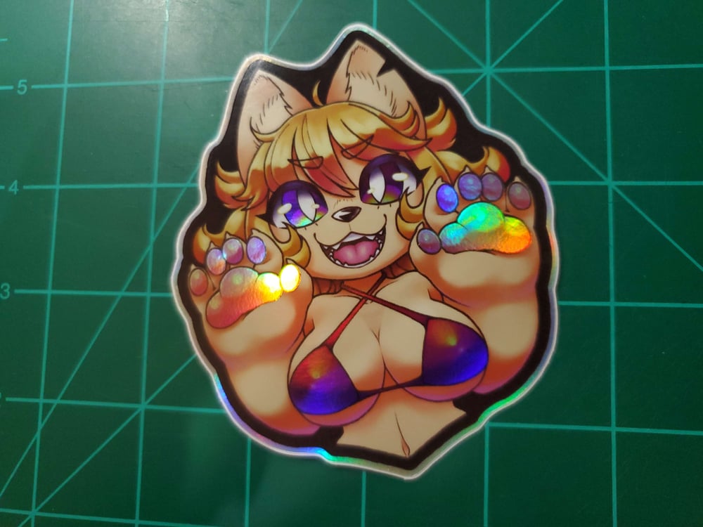 Shiny Yellow Cat - Iridescent Sticker