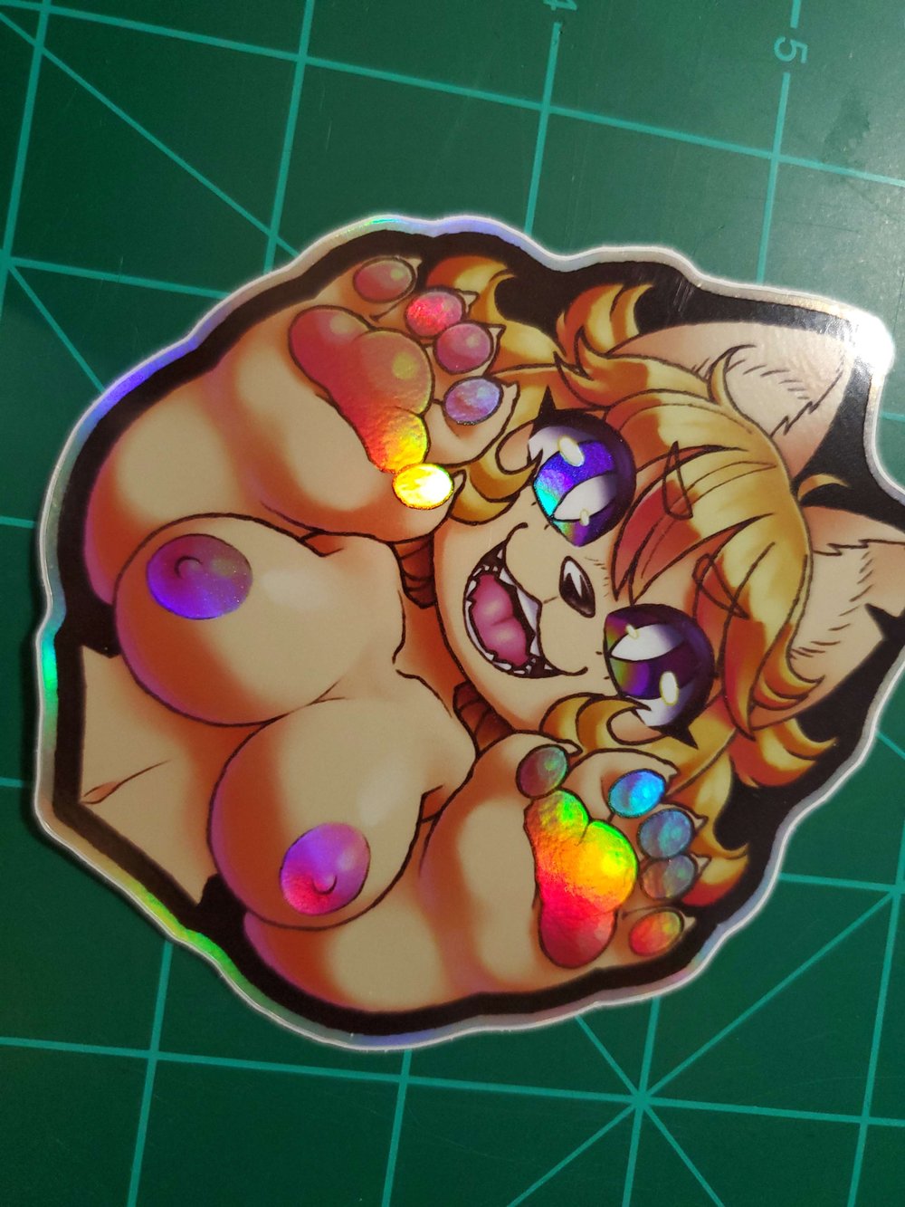 Shiny Yellow Cat - Iridescent Sticker