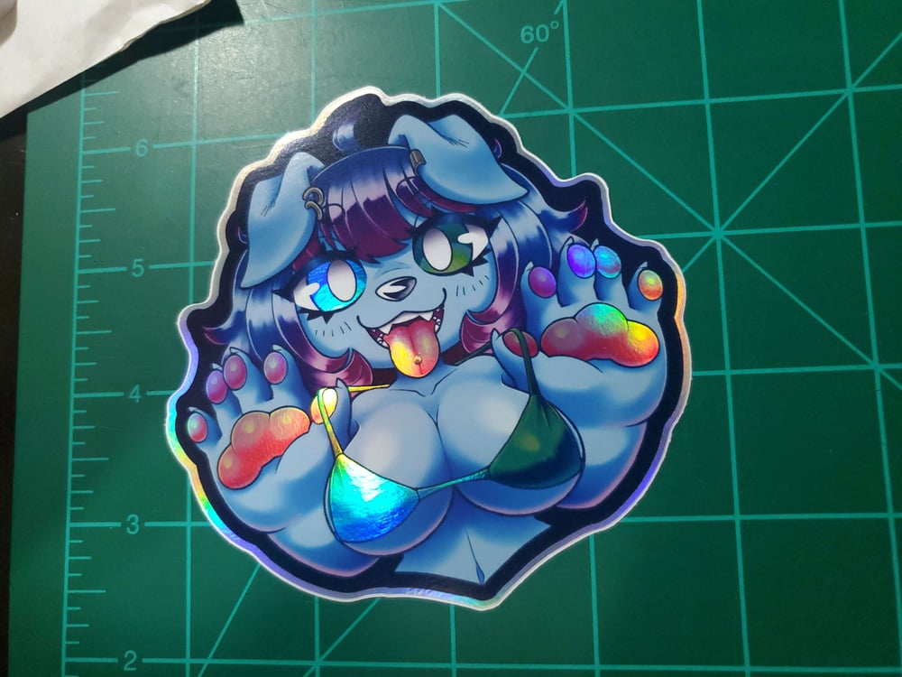 Shiny Blue Doggie - Iridescent Sticker