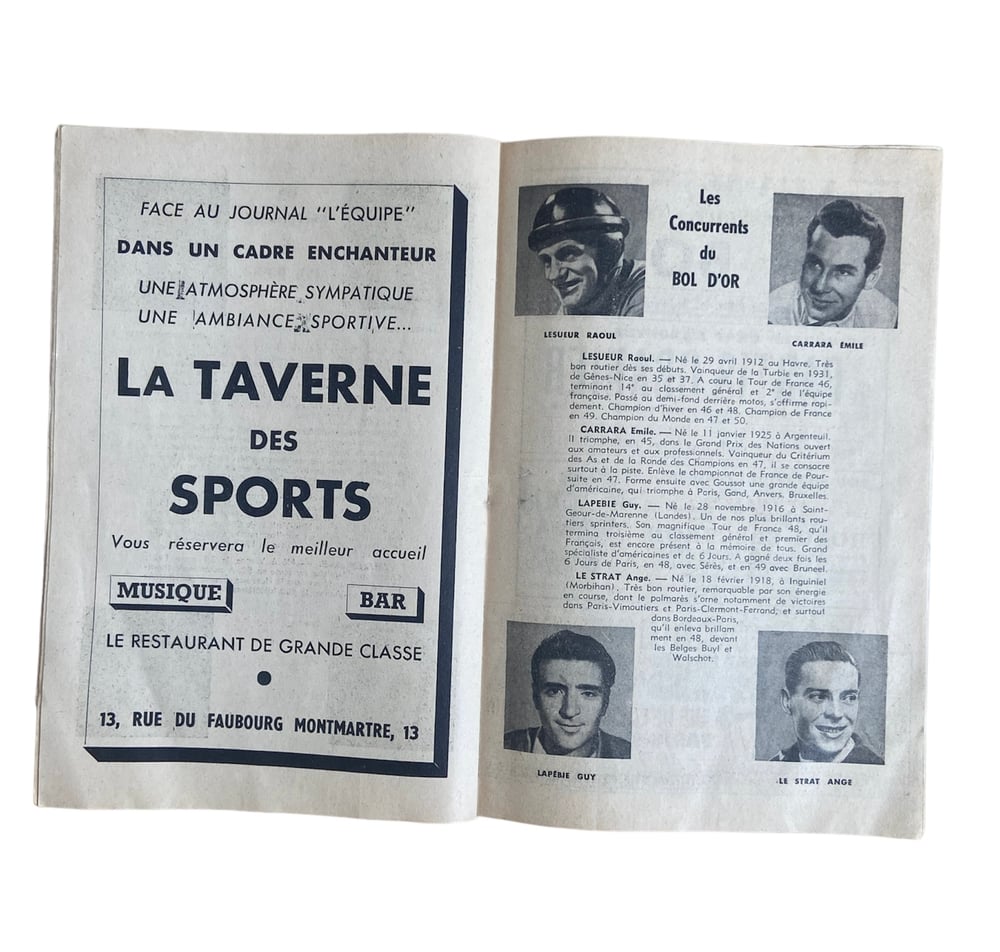 Official programme of the 25th Bol d'Or at the Vélo d'Hiv in Paris / 1950-1951