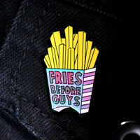 Image 3 of Fries before guys Soft Enamel Pin