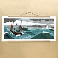 Image 4 of Lugger in a Storm Panoramic Print
