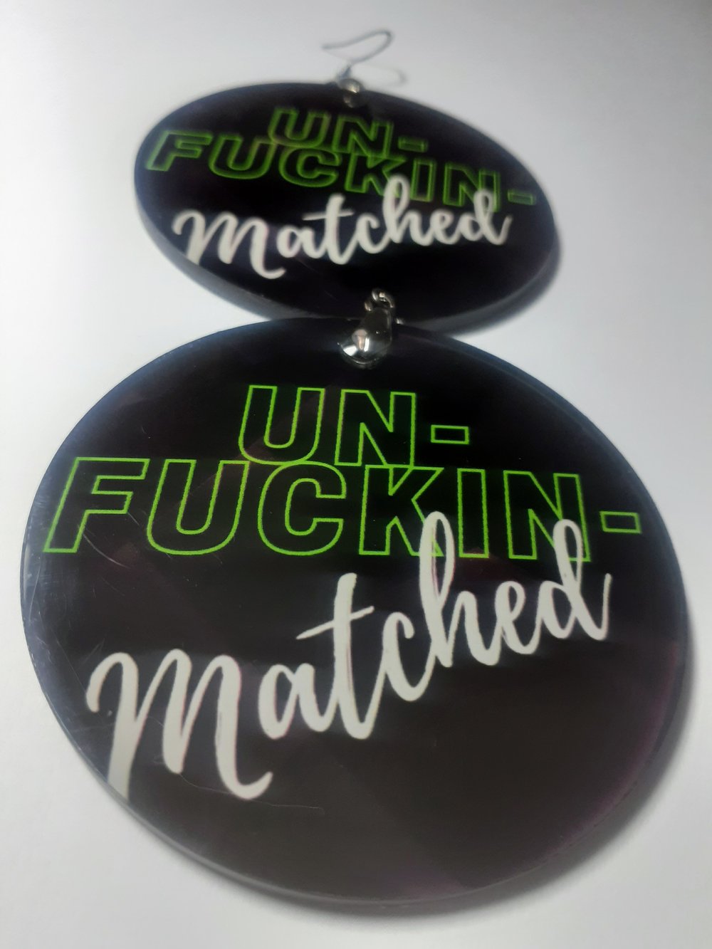 Image of Un-Fuckin Matched, Unique, Limited edition, Sublimation earrings