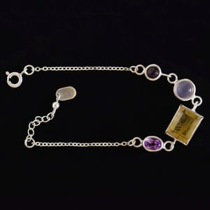 Image of COSMIC LOVE no.2 x 4 gemstones silver chain bracelet