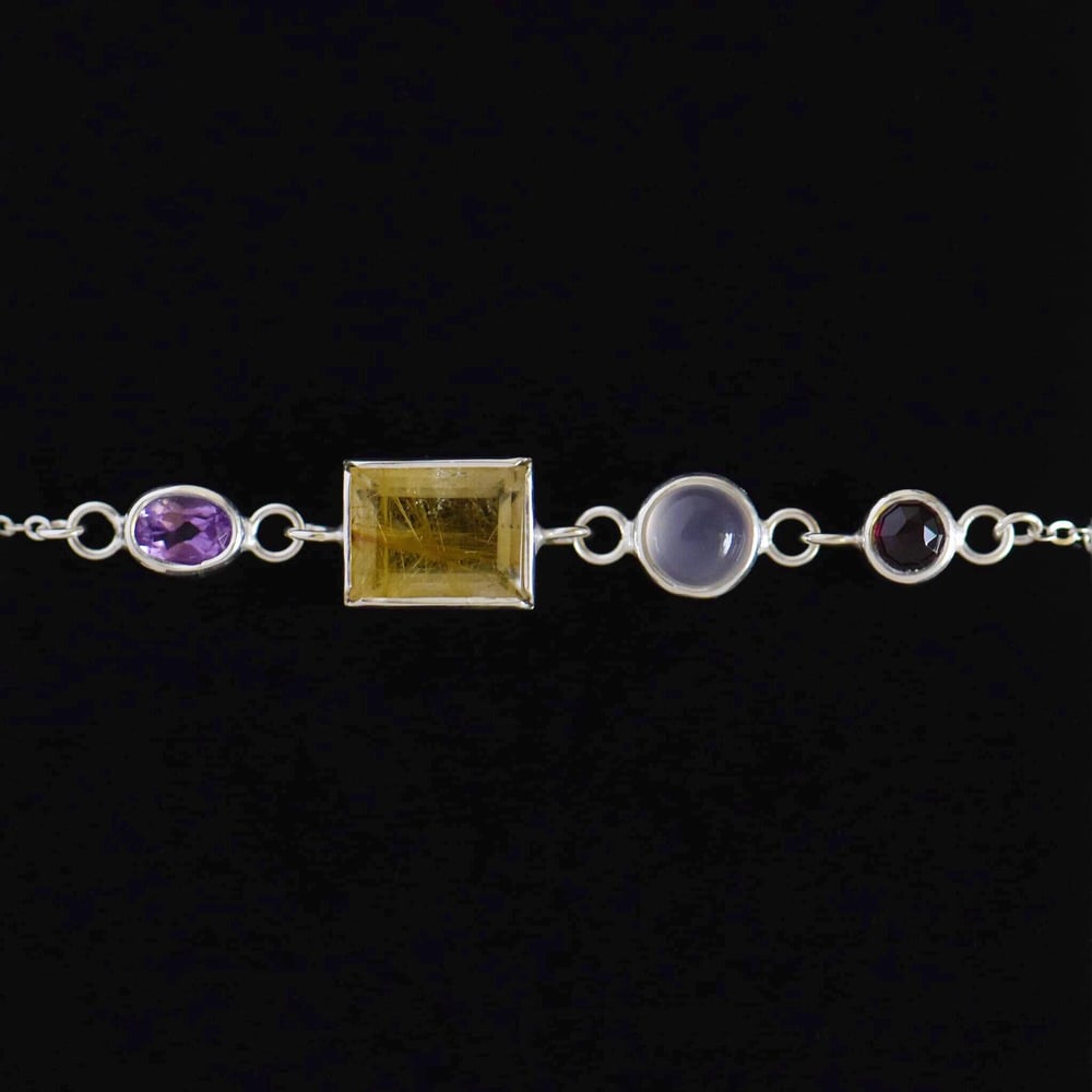 Image of COSMIC LOVE no.2 x 4 gemstones silver chain bracelet