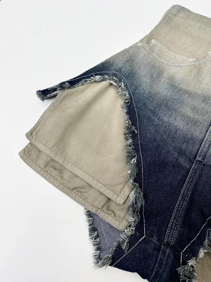 Image of Denim Cut-Out High Waisted Shorts