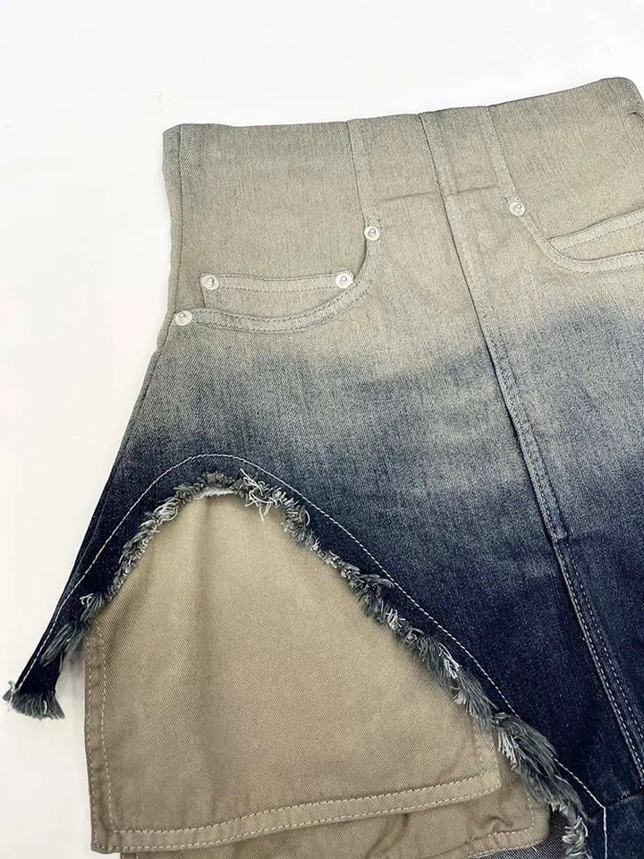 Image of Denim Cut-Out High Waisted Shorts