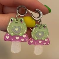 Mushroom Frog Dangles (sizes 4g-2")