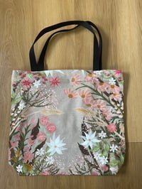 Image 1 of Original art flowers large cotton tote bag