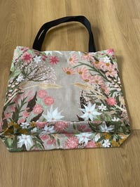 Image 2 of Original art flowers large cotton tote bag