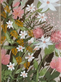 Image 2 of Original art flowers tea towel 