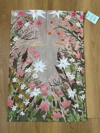 Image 1 of Original art flowers tea towel 