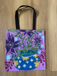 Image 1 of Original art purple medium tote bag 