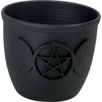 Image 1 of Metal Pot Taper Candle-Triple Moon w/ Pentacle (Each)