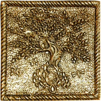 Aluminum Square Incense Holder Gold - Tree of Life