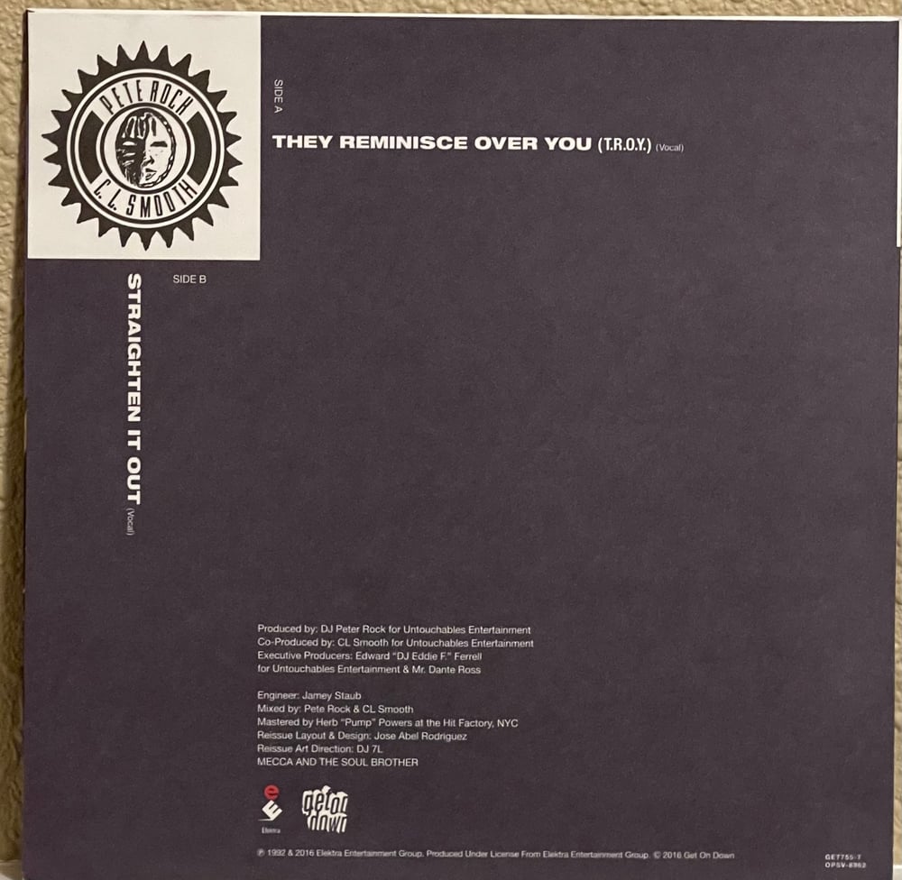 Pete Rock - Pete Rock & C.L. Smooth β They Reminisce Over You (T.R.O.Y.) 2016 7β 45rpm