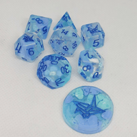 Image 2 of Blue Bloops 8 Piece Handmade Dice Set