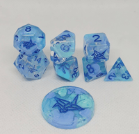 Image 1 of Blue Bloops 8 Piece Handmade Dice Set