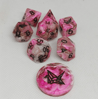 Image 1 of Strawberry Chocolate Swirl 8 Piece Handmade Dice Set