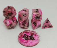 Image 2 of Strawberry Chocolate Swirl 8 Piece Handmade Dice Set