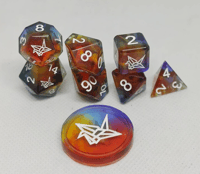 Image 1 of Rainbow White Crane 8 Piece Handmade Dice Set