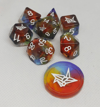 Image 2 of Rainbow White Crane 8 Piece Handmade Dice Set