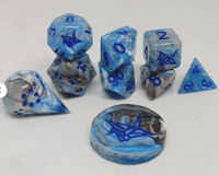 Image 2 of Blueberry Sworls 9 Piece Handmade Dice Set