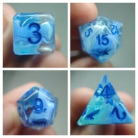 Image 3 of Blue Bloops 8 Piece Handmade Dice Set