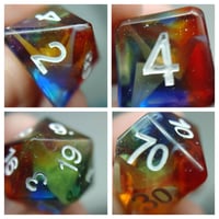 Image 3 of Rainbow White Crane 8 Piece Handmade Dice Set