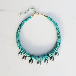 7 Tahitian Pearl & Turquoise Necklace