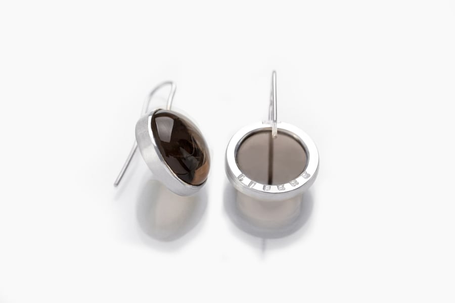 Image of "To live freely" silver earrings with smoky quartz · VIVERE LIBERE · 