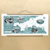 Image 2 of Cornwall Harbours Map Panoramic Print