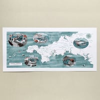 Image 1 of Cornwall Harbours Map Panoramic Print