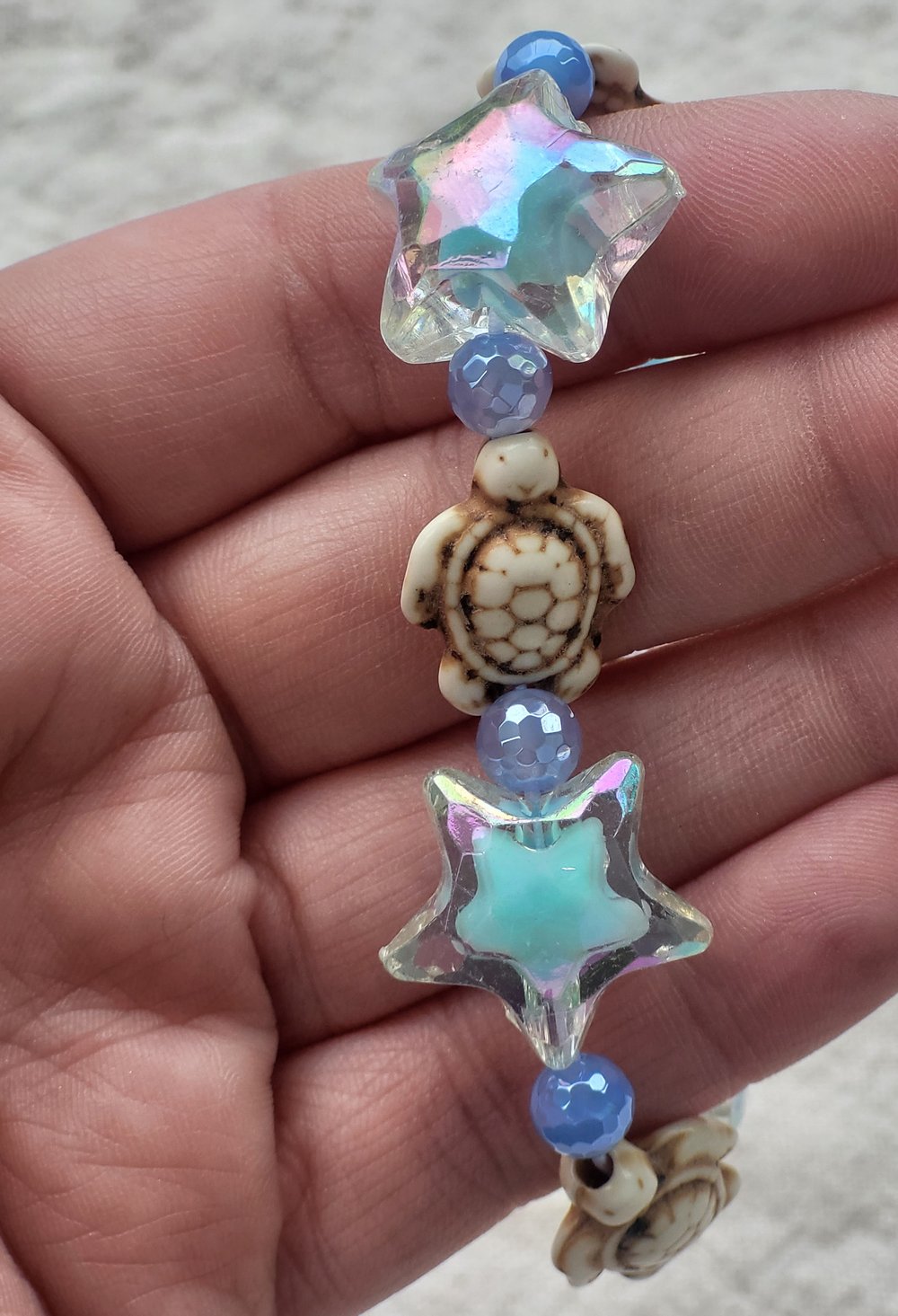 Blue turtle star bracelet