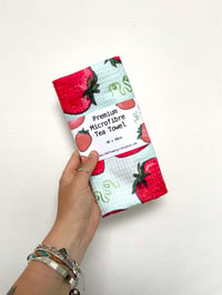Microfibre Waffle Tea Towel - Mint Strawberries