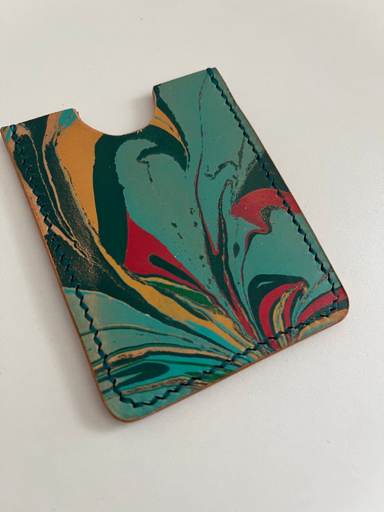 Image of Marbled Cardholder (Teal/Red)