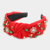 Red Jolly Holly Christmas Headband, Holiday Hairband for Ladies, Stocking Stuffer, Gift for Sister