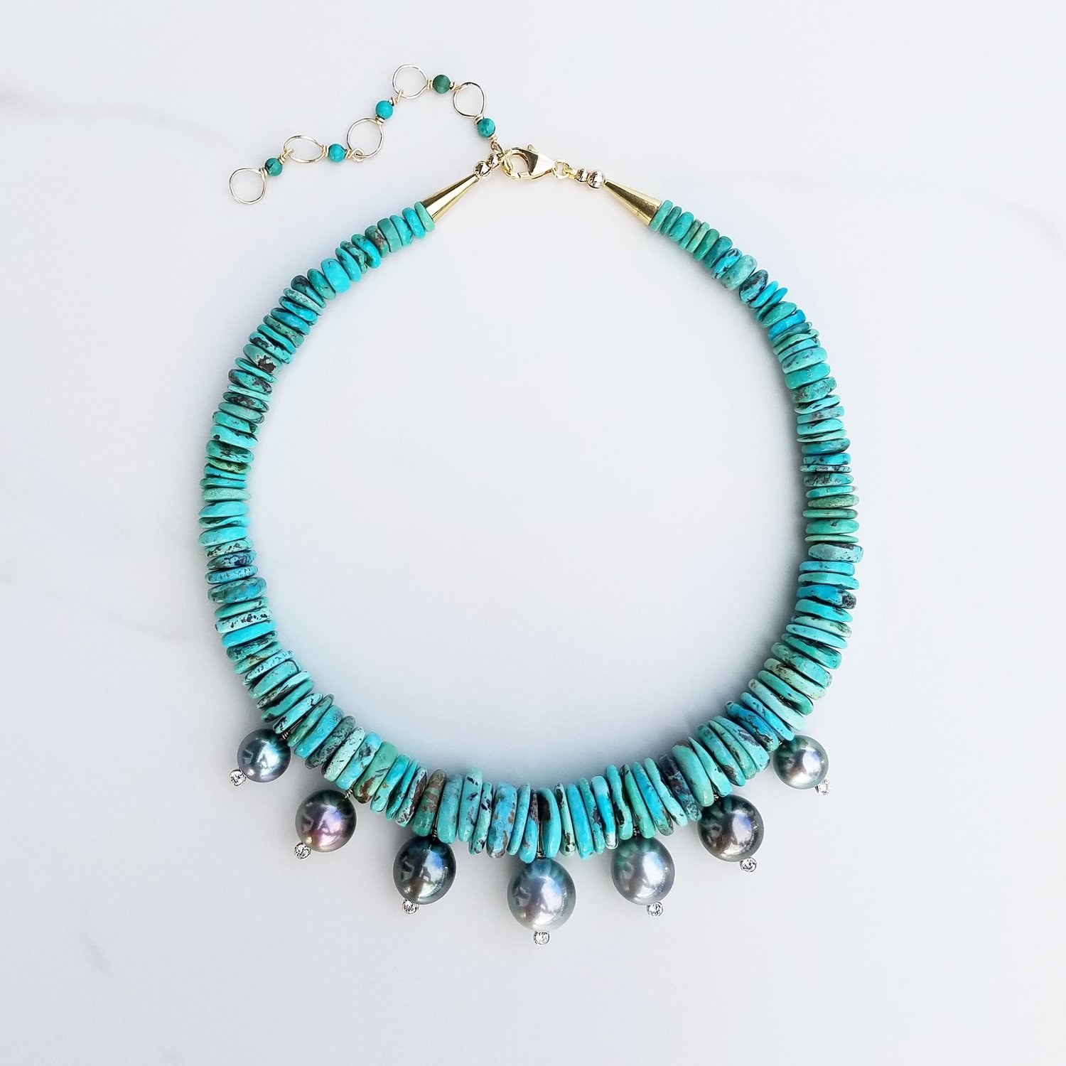 7 Tahitian Pearl & Turquoise Necklace