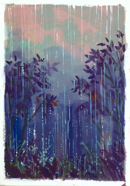 Image of Painting: Pink and Green Rain