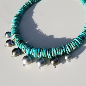 7 Tahitian Pearl & Turquoise Necklace