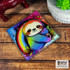 Rainbow Sloth Glass Coaster