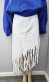 White Denim Fringe Skirt