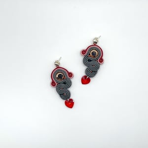 Pendientes soutache ALEJANDRÍA - color cobre, piedra y rojo