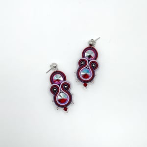 Pendientes soutache PARIS - color magenta, lila y berenjena