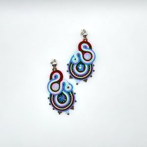 Pendientes soutache JEREZ - color turquesa y rojo
