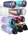 4 PACK Water Bottle Organizer for Cabinet, Stackable Kitchen Home Pantry Organization