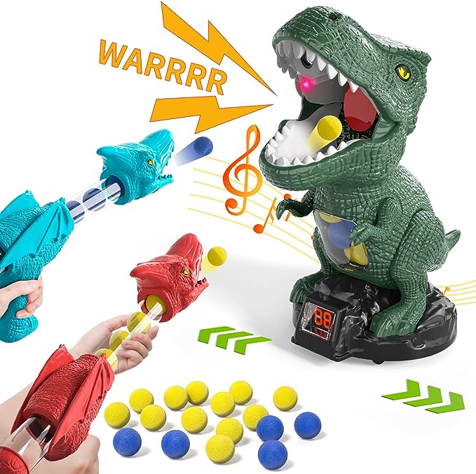 Image of Bennol Dinosaur Shooting Toys for 4 5 6 7 8 Year Old Boys, Movable Target Shooting Game Dinosaur