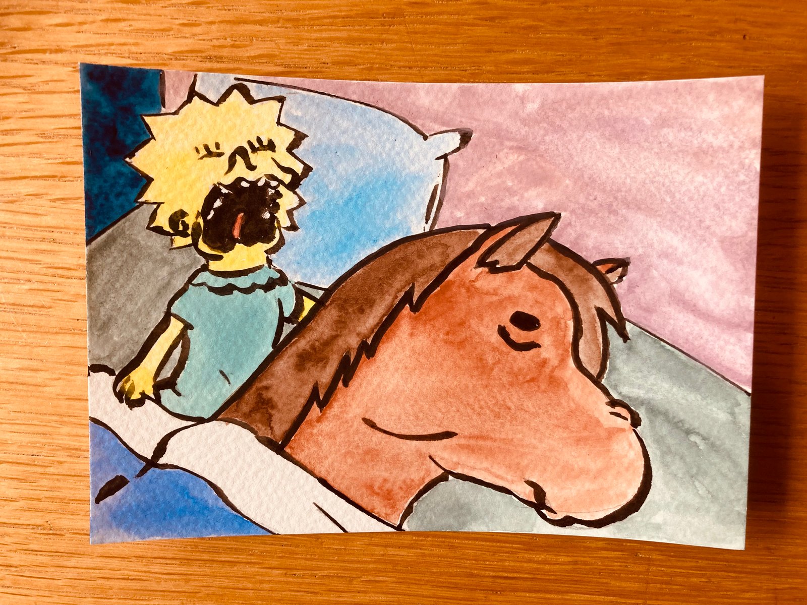 Horse Head In Bed Original Watercolour Painting / David B Cooper